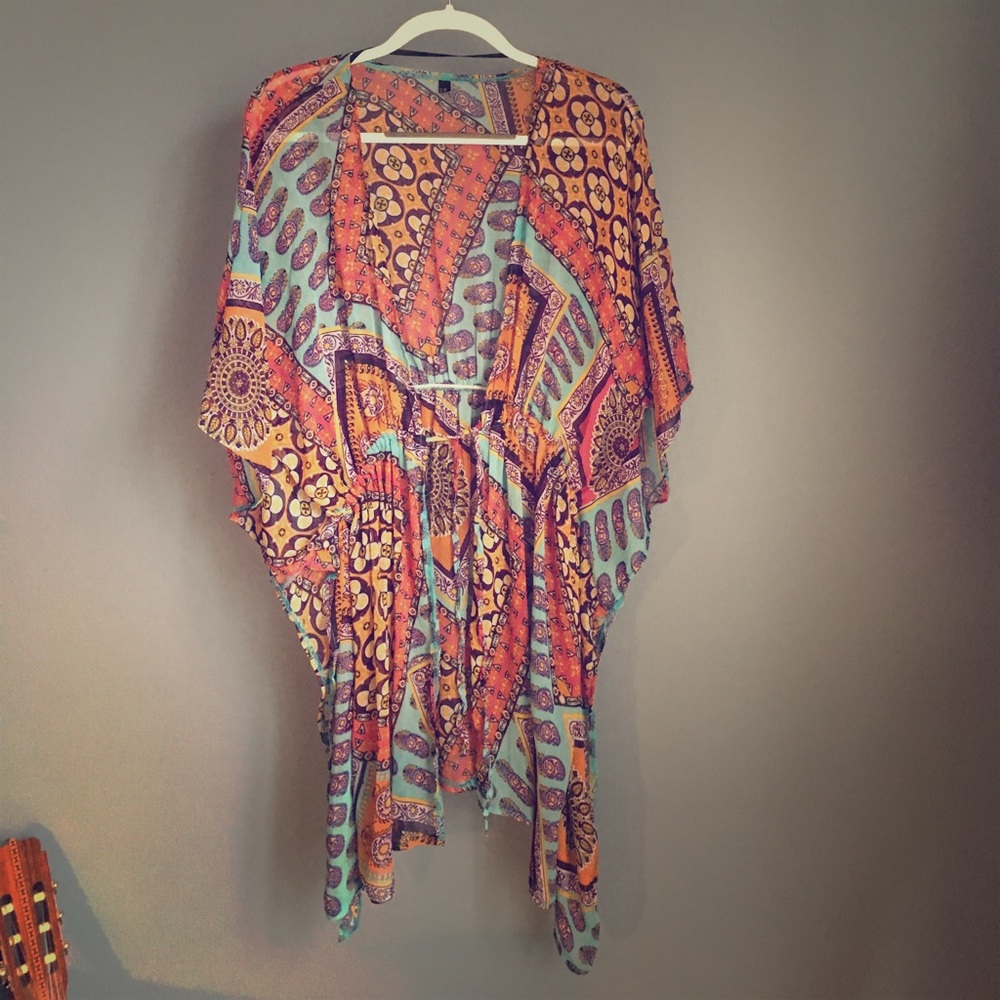Aztec geo print Beach cover up